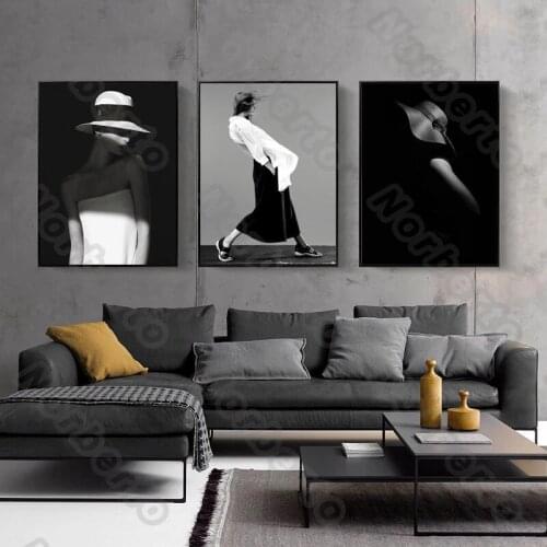 Secret Man Wearing a Hat Black and White Clothes European Style Canvas Painting Wall Poster and Print for Home Rooms Wall Decora