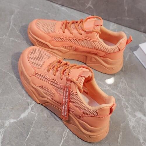 Mesh Dad Shoes Women Ins Fashion 2020 Summer Spring and Summer Breathable Platform Solid Color Shoes Mesh Shoes Women