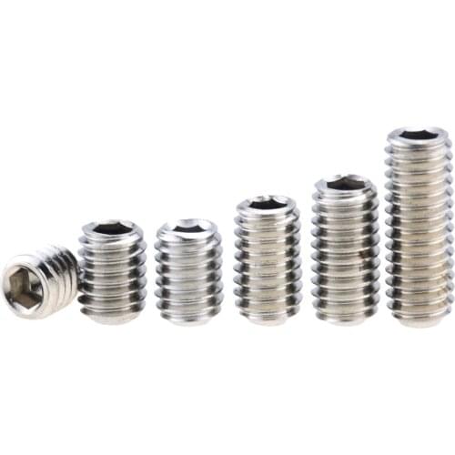 10PCS M5*5 6 8 10 12 20 25 Hexagon Hex Socket Set Screw Flat Point Allen Head Grub Screw Stainless Steel Headless Set Screw M5x5