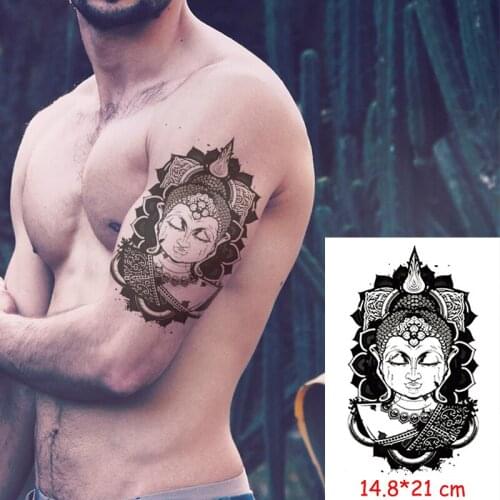 Waterproof Temporary Tattoo Sticker Buddha god head tatoo large Art fake tattoos flash tatto Women/Men lady 14.8*21 cm