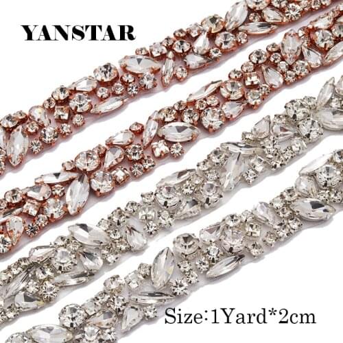 WENXI 10YARDS Wholesale Sparkle Crystal Rhinestone For Wedding Sash Clear Silver Crystal Rhinestone Applique YS920