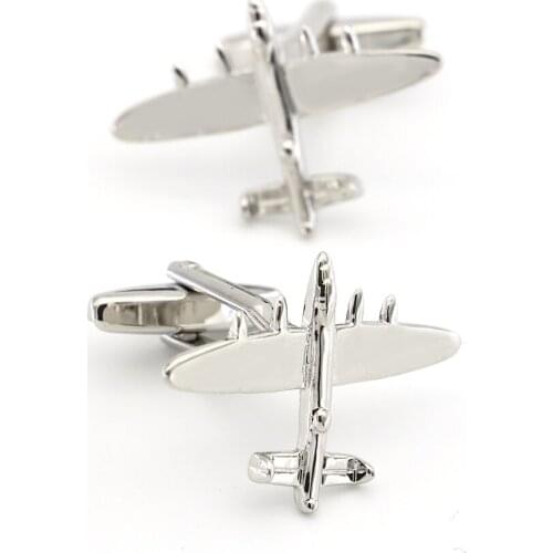 Plane Cuff Links For Men Fashion Aircraft Design Quality Brass Material Silver Color Cufflinks Wholesale&retail