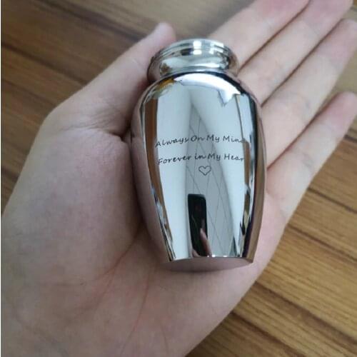 IJU027 Mirror Polished Stainless Steel Mini Keepsake Urn for Share Ashes of Loved One-Always on My Mind,Forever in My Heart