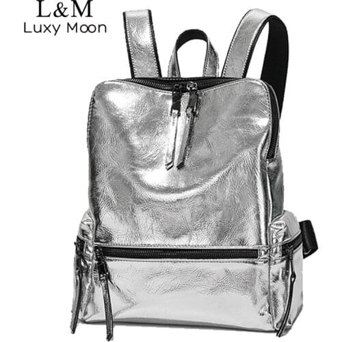 Womens Backpack 2020 Fashion School Bag For Teenage Girls Back Pack Silver Glitter Bag Large Backpack Leather Backpacks XA523H