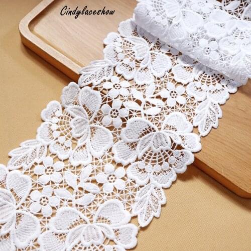 1 Yard 13.5cm Width Floral Wide Lace Trim White Ribbon Tape Embroidered Lace DIY For Sewing Dress Decor Textile Lace Trimmings