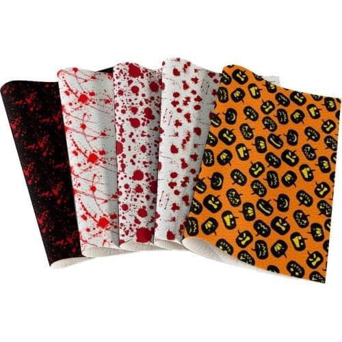 22*30cm Halloween Series Printed Lychee Pattern Faux Leather Fabric Bowknot Crafts DIY Handmade Sewing Materials