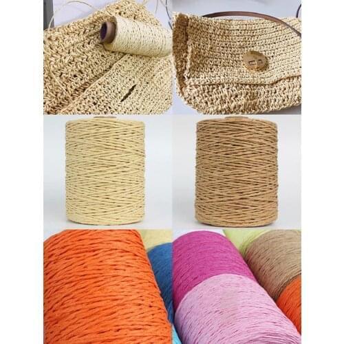 280 Meter Natural Raffia Straw Yarn For Summer Hand Knit Crochet Hat Handbag Cushion Baskets Knitting Material Colorful Threads