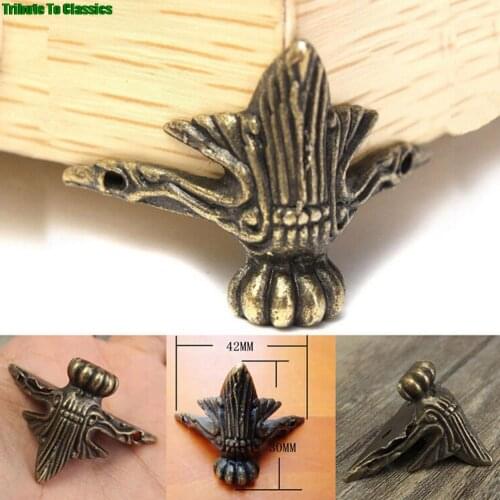 4pcs Antique Brass Vintage Bronze Jewelry Gift Box Wooden Case Decorative Feet Leg Metal Corner Protector High Quality