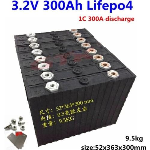 4pcs lifepo4 cell 3.2v 300ah high capacity lifepo4 lithium battery for electric vehicle car boat inverter solar energy storage