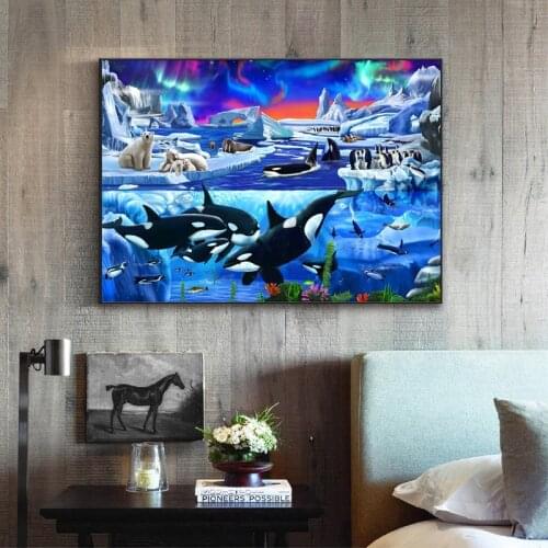 Full Square Drill 5D DIY Diamond Painting Whale Embroidery Mosaic Cross Stitch Rhinestone Decor