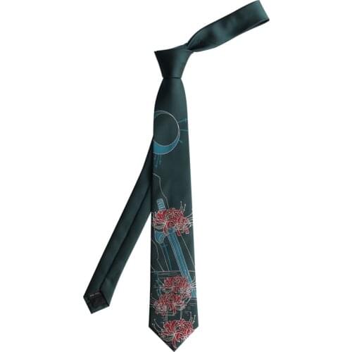 Free Shipping New Male mens Original design Printed Retro Personality Gift Necktie Flower And Sword Dark Green Embroidered Tie