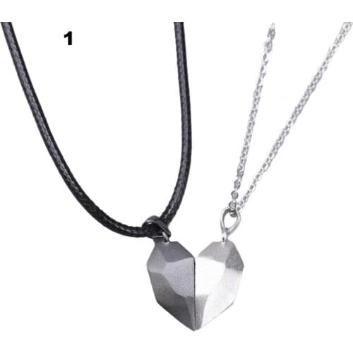 1Set Love Necklace Heart Shape Couple Lettering Heart Love Pendant Necklace for Dating Wedding Jewellery Gifts for Men Women