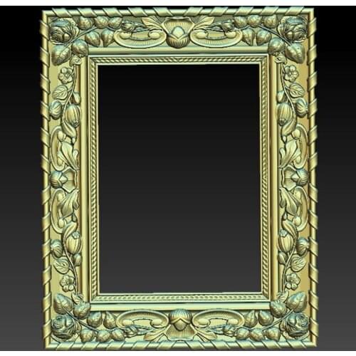 Flower picture frame 3D model relief for cnc router carving and engraving in STL file format