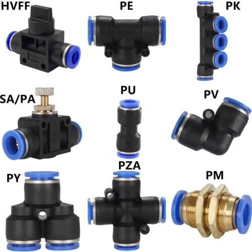PC pneumatic pipe fittings air compressor parts straight push in pneumatic joint 1 / 2 "1/4" 3/8 "1/8" M5 external thread 4-12mm