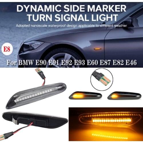 2pcs Dynamic LED Blinker Side Marker Turn Signal Light Lamp For BMW E90 E91 E92 E93 E60 E87 E82 E46