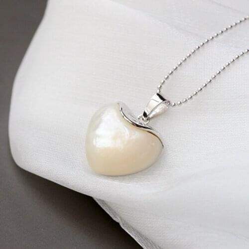 925 Sterling Silver Pendant Inlaid Natural Pearl Shellfish New Fashion Heart Shaped Pendant Lady High Quality Jewelry Gift