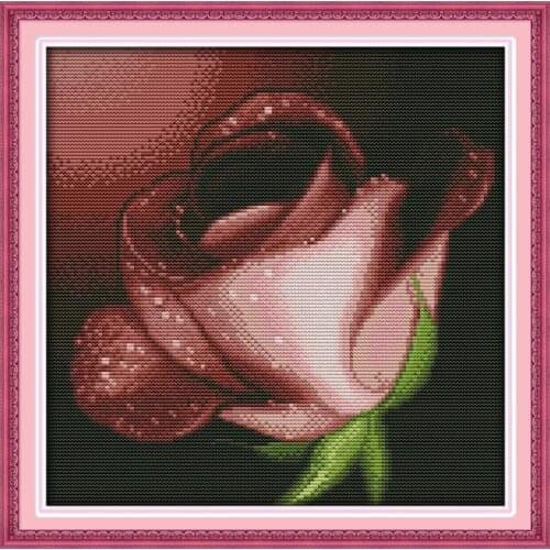 Small roses 11CT 14CT White cloth DMC Embroidered Hand Cross stitch Kit Dew Rose Send love Expression Love picture