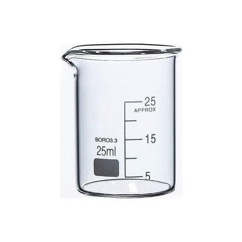 25ml Low Form Beaker Measuring Glass Beaker Lab Borosilicate Glassware Chemistry Learning Stationery Laboratory Supplies