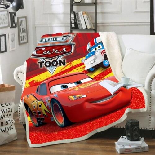 Cartoon Fleece Throw Blanket Lightning McQueen Soft Travel Blanket Solid Color Bedspread Plush Cover for Bed Sofa Warm Gift