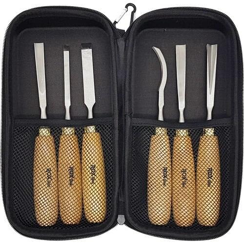 ROX Wood 15399068 Wood Carving Set 6 Parts Neoprene Bag
