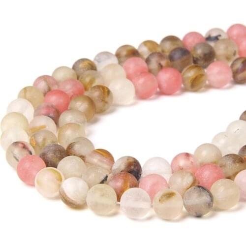 Natural Dull Polish Matte watermelon quyartz crystal Beads spacer loose round beads For Jewelry Making wholesale handmade gift