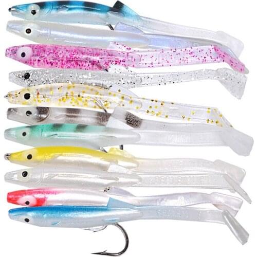 News 6pcs/lot Fishing Lure Fish Eel Lure white Blue Soft Baits with hook 8cm 2.3g Small Fish Eel Artificial bait Pesca Leurre