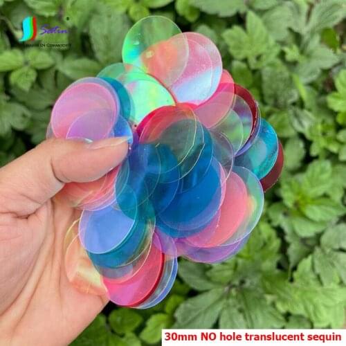 New Diameter 30mm Diy Material Jewelry Colorful Translucent No Hole Round Loose Sequin