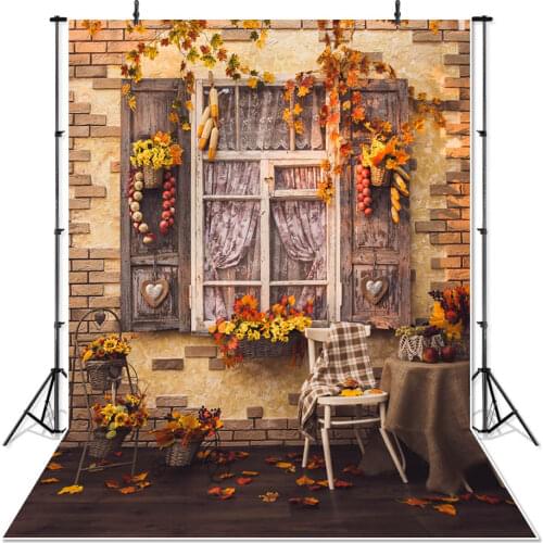 Autumn maple leaf backdrop for photography sunflower windows background for photo studio Autumn harvest photocall photophone