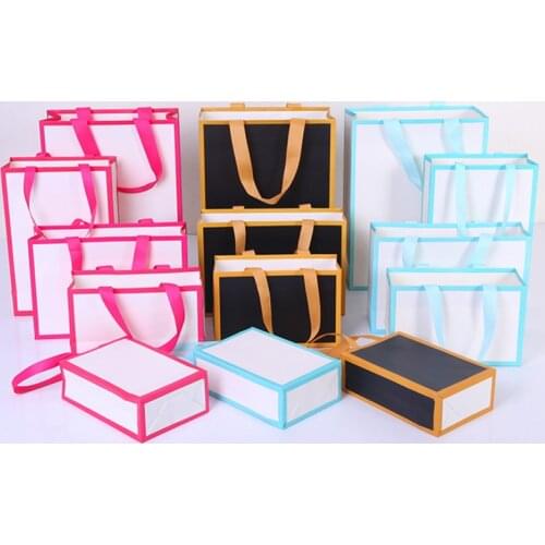 Gift Frame Paper Bag With Ribbon Handle Ask Seller MOQ To Customize 1 Color Logo For Commercial Gift Cloth Packing