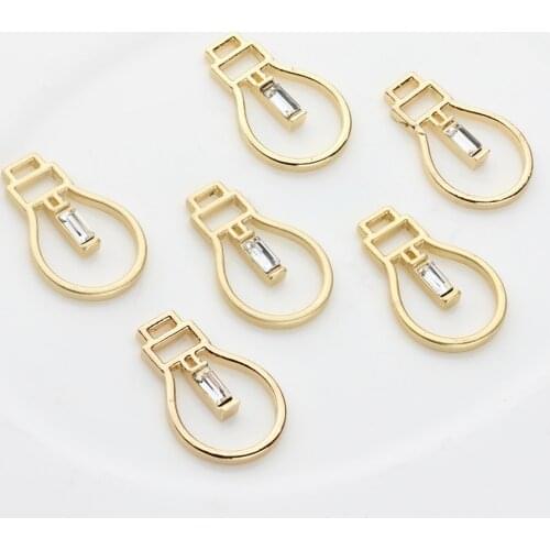 6pcs/lot Zinc Alloy Matte Golden Bulb Charms Pendant Hollow Border For DIY jewelry making Finding Accessories