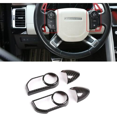 CITALL 4pcs/set Carbon Fiber Style Steering Wheel Strip Frame Fit For Land Rover Range Rover Sport 2014 2015 2016 2017