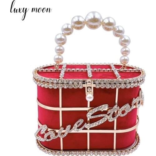 Diamond Luxury Bag Woman Pearl Purses and Handbags Small Hollow Out Luxury Designer Handbag Evening Party Clutch Wedding Z180
