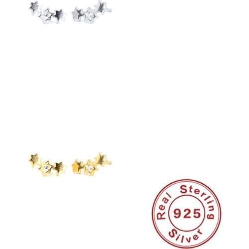 Canner Simple Five-pointed Star Stud Earring For Women Zircon Piercing Sterling 925 Silver Pendientes Plata 925 Earrings
