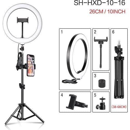 SH 26cm 10 inch Led Ring Light Photography Fill Lighting With Tripod Stand Holder Usb Charge Selfie Lamp For Streaming Video