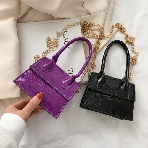 Retro Women PU Alligator Pattern Pure Color Chain Shoulder Crossbody Messenger Bag Casual Ladies Small Handbags Mini Purse