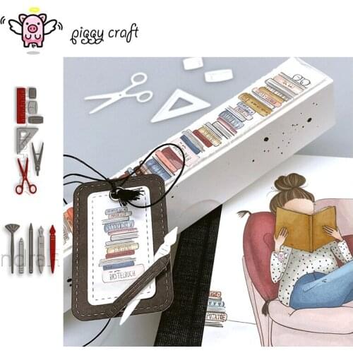 Piggy Craft metal cutting dies cut die mold Scissors ruler pen brush Scrapbook paper craft knife mould blade punch stencils dies