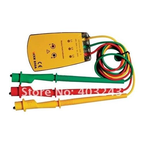 VICTOR 850A Three 3 Phase Rotation Indicator tester Meter, Light and buzzer indication, NO need batteries