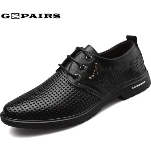 Spring Summer Elegant Mens Italian Leather Formal Shoes Breathable Luxury Brand Male Dress Footwear Brogue Oxford Shoes for Men