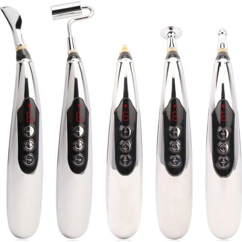 USB Rechargeable Acupuncture Pen 5-Head Laser Meridian Energy Massage Pen Massager for Body Face Neck Leg Therapy Health Care