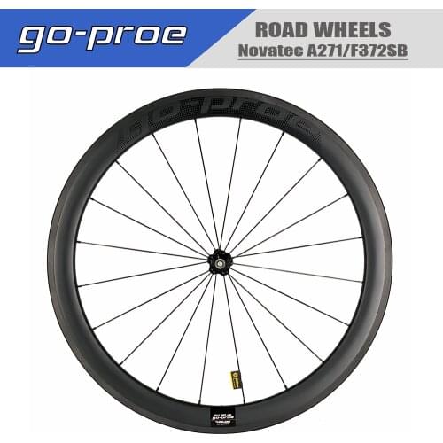 Go-proe 700C Road Carbon Wheelset Tubeless Compatible Bicycle Carbon Wheels Novatec A271/F372SB 38 50 60 88mm Depth Racing Rims