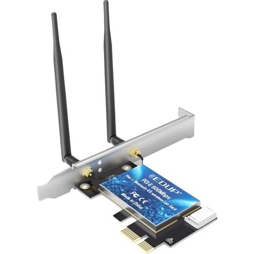EDUP PCI-E 600Mbps WiFi Card Bluetooth 4.0 Adapter 2.4GHz/5GHz Dual Band Wireless Network Card with Antennas for Desktop PC