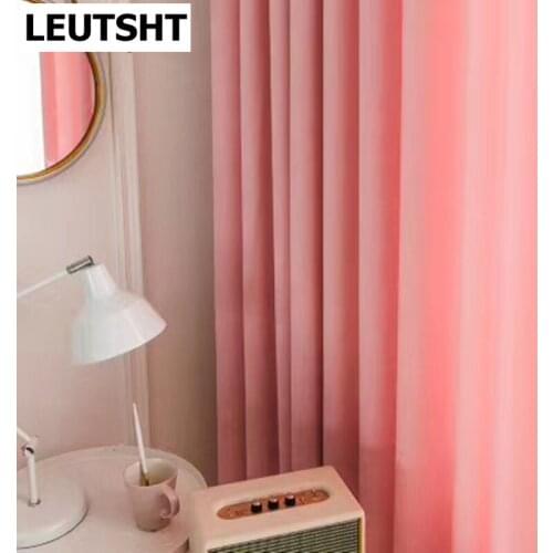 French Curtains for Living Dining Room Bedroom Light Luxury Style Girl Pink Rose Pink Bedroom Warm Chevron Curtain Plain Fabric