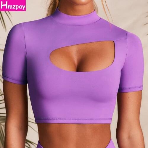 Womens Seamless Yoga Short-Sleeved Sports Sexy top Fitness Running T-Shirt Gym Exercise High Elastic Breathable Sportswear