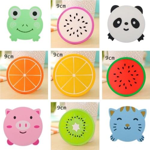 1Pcs Fresh Fruit Coaster Panda Frog Pig Placement For Mugs Cup Table Decoration Stationery Office Accessories School Supplies