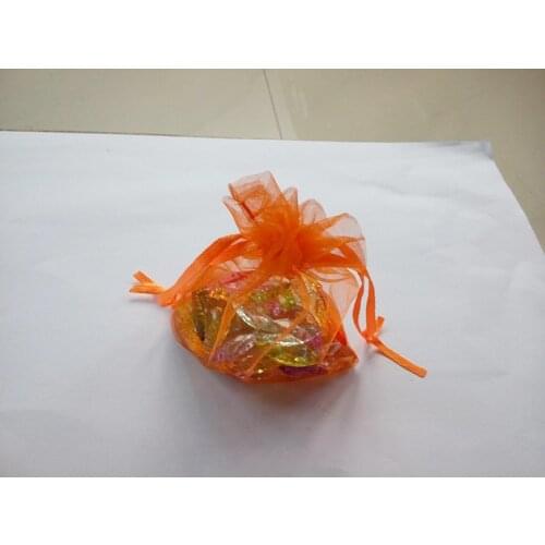1000pcs 11*16 Orange gift bags for jewelry/wedding/christmas/birthday Organza Bags with handles Packaging Yarn bag