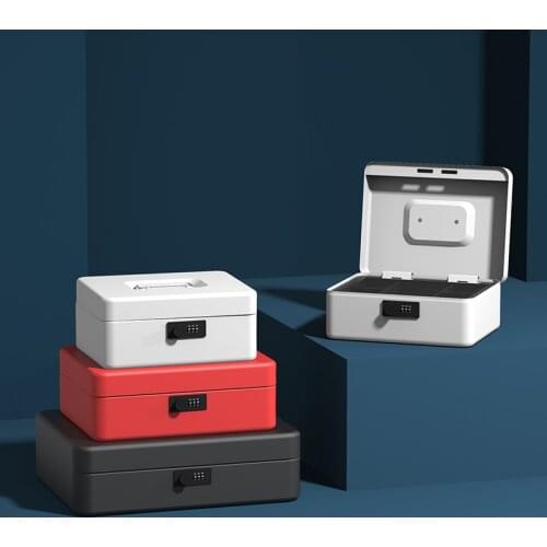 12" Inch Portable Petty Cash Box With Tray Key Lockable Deposit Steel Tin Metal Money Bank Home Store Jewelry Safe 30x22x9cm