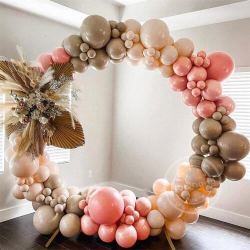 127Pcs/Set Retro Pink Balloons Coffee Latex Balloons Garland Arch Kit Wedding Birthday Party Baby Shower Decoration Helium