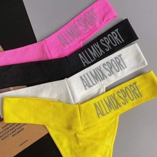 3Pcs/set Womens Panties Lot Sexy Cotton T-back Thongs Female Seamless G-String SPORT Letter Low-rise Underwear Lady Lingerie