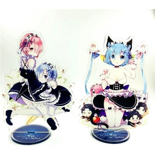 15cm Keychain Anime Re:Life In A Different World From Zero Emilia Rem Ram Pendants Acrylic Figure Key Ring