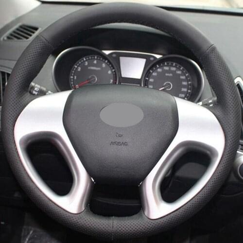 DIY Car Steering Wheel Cover Hand-Stitched Non-slip Black Artificial Leather For Hyundai ix35 2011-2015 Tucson 2 2010-2015